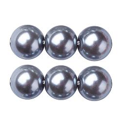 Slate Gray Eco-Friendly Dyed Glass Pearl Round Beads Strands, Grade A, Cotton Cord Threaded, Slate Gray, 3~3.5mm, Hole: 0.7~1.1mm, about 135pcs/strand, 15 inch