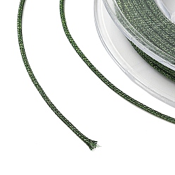 Светло-зеленый Коричневый Полиэфирный металлический шнур, с рыбьей нитью внутри, круглые, оливковый, 1 мм