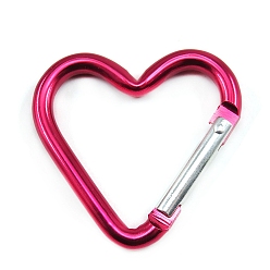 Фуксиновый Карабин с винтовой блокировкой из цинкового сплава, сердце, красно-фиолетовые, 43.2x42 мм