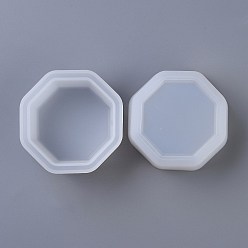 White DIY Flower Pot Silicone Molds, Resin Casting Molds, For UV Resin, Epoxy Resin Jewelry Making, Octagon, White, 70x70x35mm, Inner Diameter: 55x55mm