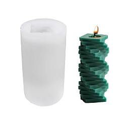 Blanc Moules en silicone pour bougies de bricolage, pour la fabrication de bougies parfumées, pilier carré torsadé, blanc, 3 cm