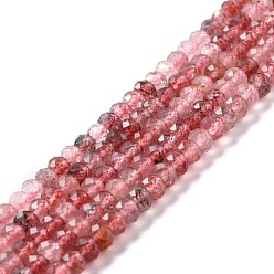 Strawberry Quartz Natural Strawberry Quartz Beads Strands, Faceted, Rondelle, 5.5x4mm, Hole: 0.8mm, about 91pcs/strand, 15.35''(39cm)