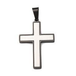 (52) Непрозрачная лаванда Подвески из матовой 304 нержавеющей стали, крестик, вакуумное покрытие pvd, разноцветные, 38.5x26x3 мм, отверстие : 8x5 мм