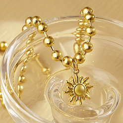 Золотой Стильные ретро-ожерелья с подвеской в виде солнца из нержавеющей стали для женщин на каждый день, золотые, 304 дюйм (15.35 см)