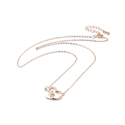 Rose Gold 925 Sterling Silver Rabbit with Heart Pendant Necklace with Clear Cubic Zirconia for Women, Rose Gold, 16.10 inch(40.9cm)