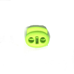 Green Yellow Nylon Cord Locks Clip Ends, Double Hole Drawstring Stopper Fastener Buttons, Green Yellow, 1.8x2cm, Hole: 4mm