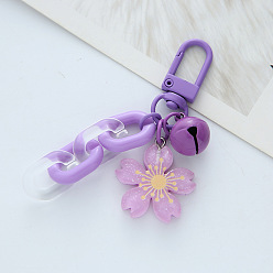 purple Adorable Daisy Charm Keychain with Flower Chain and Bell for Bags and Accessories