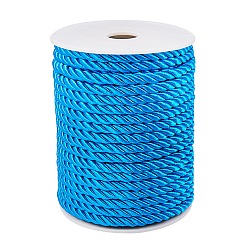Deep Sky Blue Polyester Cord, Twisted Cord, Deep Sky Blue, 5mm, about 18~19yards/roll(16.4m~17.3m/roll)