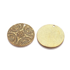 Antique Golden Tibetan Style Alloy Pendants, Cadmium Free & Nickel Free & Lead Free, Flat Round, Antique Golden, Size: about 40mm in diameter, 2mm thick, hole: 2mm.