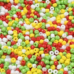 (52) Непрозрачная лаванда 4 рождественские цвета 8/0 стеклянные круглые бусины, непрозрачных цветов, разноцветные, 2.8~3.5 мм, отверстие : 1~1.2 мм, около 10000 шт / упаковка