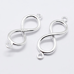 Silver 925 Sterling Silver Links, Infinity, with S925 Stamp, Silver, 18.5x6x2mm, Hole: 1mm