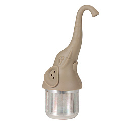 Tan Elephant Silicone & Stainless Steel Tea Infuser, Human Creative Tea Strainer, for Tea Lovers, Tan, 118mm