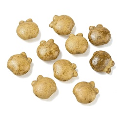 Goldenrod Vintage Handmade Porcelain Beads, Fancy Antique Glazed Porcelain, Apple, Goldenrod, 15.5x15x8mm, Hole: 1.6mm