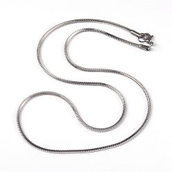 Stainless Steel Color 304 Stainless Steel Square Snake Chains Necklaces, with Lobster Clasps, Stainless Steel Color, 19.69 inch(50cm)