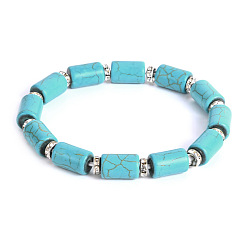 Синтетическая Бирюза Винтажные браслеты из бисера из синтетической бирюзы в форме колонны для женщин