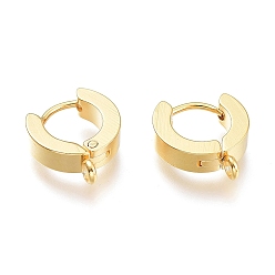 Real 24K Gold Plated 201 Stainless Steel Huggie Hoop Earrings Findings, with Vertical Loop, with 316 Surgical Stainless Steel Earring Pins, Ring, Real 24K Gold Plated, 12x11x3mm, Hole: 1.4mm, Pin: 1mm
