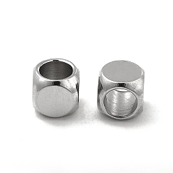 Stainless Steel Color 201 Stainless Steel Cube Beads, Stainless Steel Color, 4x4x4mm, Hole: 2.8mm