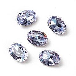 Alexandrite Eletroplated K9 Glass Rhinestone Cabochons, Pointed Back & Back Plated, Oval, Alexandrite, 14x10x5mm