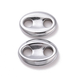 Platinum Plated Vacuum Plating Non-magnetic Synthetic Hematite Connector Charms, Oval, Platinum Plated, 13x18x3.5mm, Hole: 4.5mm