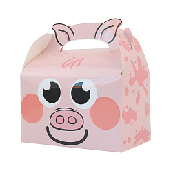 Pig Rectangle Paper Candy Packaging Box, for Bakery and Party Gift Packaging, Pig Pattern, 16x9.5x19cm