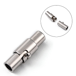 Platinum Brass Locking Tube Magnetic Clasps, Column, Platinum, 15x4mm, Hole: 2.8mm