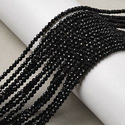 Tourmaline Natural Black Tourmaline Beads Strands, Faceted, Round, 2mm, Hole: 0.6mm, about 200pcs/strand, 14.96"~15.35"(38~39cm)