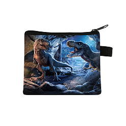 Deep Sky Blue Dinosaur Pattern Polyester Wallets with Zipper, Change Purse, Clutch Bag, Deep Sky Blue, 11x13.5cm