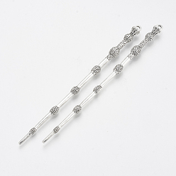 Antique Silver Tibetan Style Alloy Hair Stick Findings, Cadmium Free & Nickel Free & Lead Free, Antique Silver, 127.5x7mm