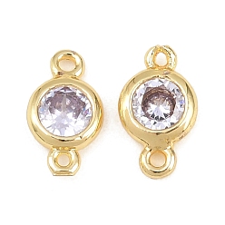 Средняя Орхидея Шармы-соединители из латуни с паве из кубического циркония, реальный 18 k позолоченный, долговечный, плоско-круглые, средне орхидеи, 5x2 мм, отверстие : 1 мм