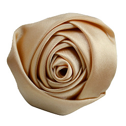 Цвет Древесины Атласная ткань ручной работы 3d цветок розы, аксессуары для украшения обуви, шапки, одежды своими руками, деревесиные, 5.5 см