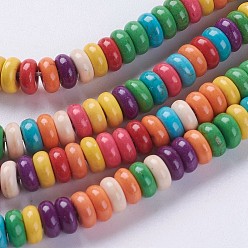 Mixed Color Synthetic Turquoise Beads Strands, Rondelle, Dyed, Mixed Color, 6x2.5mm, Hole: 1mm, about 140pcs/strand, about 15 inch