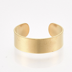 Golden 304 Stainless Steel Cuff Rings, Open Rings, Wide Band Rings, Golden, Size 8, 18mm, 6mm