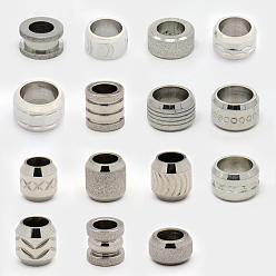 Stainless Steel Color Mixed Style Stainless Steel Large Hole Beads, Stainless Steel Color, 6~12x5~10mm, Hole: 4~8mm
