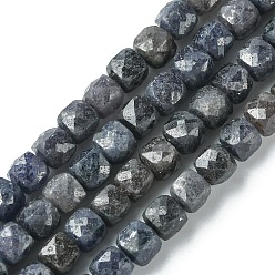 Sapphire Natural Sapphire Beads Strands, Faceted, Cube, 4~4.5x4~4.5x4~4.5mm, Hole: 0.8mm, about 100~101pcs/strand, 15.35~15.55 inch(39~39.55cm)