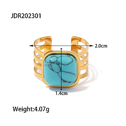 JDR202301 18K Gold Stainless Steel Ring with Natural Turquoise Stone for Women