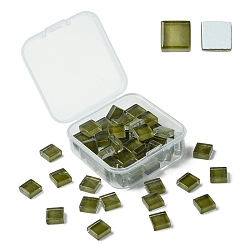 Темно-оливково-зеленый 60 шт. Прозрачные стеклянные кабошоны, квадратный, темно-оливковый зеленый, 9.8x9.8x4 мм