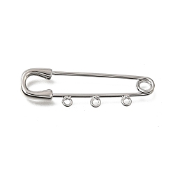Couleur Acier Inoxydable Accessoires de la broche en laiton, plaqué longue durée, sans plomb et sans cadmium, crémaillère plaquage, couleur inox, 37~40x11x3mm, Trou: 1.5mm