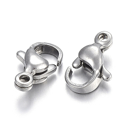 Stainless Steel Color 304 Stainless Steel Lobster Claw Clasps, Parrot Trigger Clasps, Stainless Steel Color, 10x6.5x3.5mm, Hole: 1mm