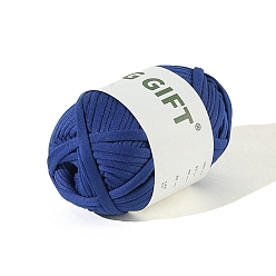 Medium Blue Polyester Cloth Yarn, For Hand Knitting Thick Thread, Crochet Cloth Yarn, Medium Blue, 5mm, about 32.81 Yards(30m)/Skein