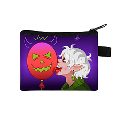 Pumpkin Halloween Polyester Clutch Bags with Zipper, Change Purse for Women, Pumpkin, 13.5x11cm