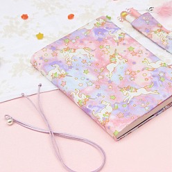 Unicorn A5 Cloth Book Covers, Vintage Notebook Wraps, Rectangle, Unicorn Pattern, 210x148x10~25mm