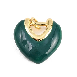 Морско-зеленый Латунь эмаль подвески, сердце прелести, долговечный, стойки покрытие, без свинца и без кадмия, реальный 18 k позолоченный, цвета морской волны, 16.5x17x6 мм, отверстие : 3.2 мм
