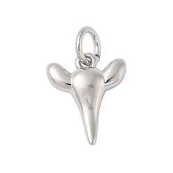 Платина Латунные подвески, подвески из акульих зубов, с целью перехода в кольце, долговечный, без свинца и без кадмия, платина, 12.5x10x3.5 мм, отверстие : 3.5 мм