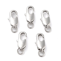 Platinum Brass Lobster Claw Clasps, with Jump Rings, Platinum, 10x5mm, Hole: 2.2mm