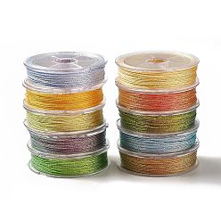 Mixed Color 10 Rolls Polyester Sewing Thread, 6-Ply Polyester Cord for Jewelry Making, Mixed Color, 0.4mm, about 27.34 Yards(25m)/Roll