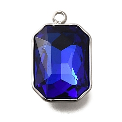 Сапфир 304 подвески из нержавеющей стали, со стразами, цвет нержавеющей стали, прямоугольные, сапфир, 18.5x11.5x5.5 мм, отверстие : 1.8 мм