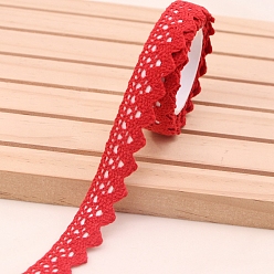 Red Lace Trim, Cotton Lace Ribbon, with Adhesive Back, For Sewing Decoration, Red, 5/8 inch(15mm), about 1.97 Yards(1.8m)/Roll