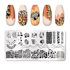 Others Stainless Steel Nail Art Stamping Plates, Nail Image Templates, Template Tool, Rectangle, Leopard Print, 6x12cm