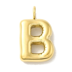 Letter B 304 Stainless Steel Pendants, Real 14K Gold Plated, Letter Charm, Letter B, 24x14x5mm, Hole: 4mm