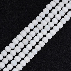 Creamy White Electroplate Frosted Glass Beads Strands, Round, Creamy White, 5x4mm, Hole: 1mm, about 98~102Pcs/strand, 16.14 inch~16.54 inch(41~42cm)